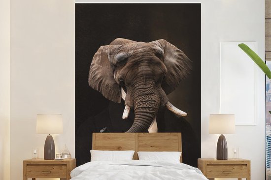Papier peint photo peint photo Ou masters - Papier fotobehang Ou Master African Elephant vinyle largeur 180 cm x hauteur 280 cm - Tirage photo sur papier peint vinyle (disponible en 7 tailles) - Chambre / salon / bureau