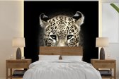 Behang - Fotobehang Luipaard - Zwart - Dieren - Breedte 350 cm x hoogte 350 cm