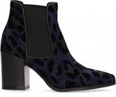 Van Dalen  - Korte Chelsea Laars Met Hak Luipaardprint - Womens - Blue - 40