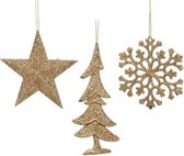 Kerst  Figuren Plastic 3Ass  Star- Snowflake- Tree Camel Bruin L0.80-W10.50-H10.50cm