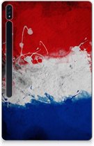 Siliconen Hoesje Bumper Geschikt voor Samsung Galaxy Tab S7 Plus Backcase Nederlandse Vlag met doorzichte zijkanten