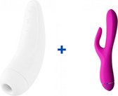 Satisfyer Curvy 2+ - Wit - Luchtdruk Vibrator + Ovo K3 Rabbit Vibrator - Tarzan Vibrator - Roze