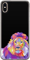 Apple iPhone XS Max Telefoonhoesje - Transparant Siliconenhoesje - Flexibel - Met Dierenprint - Leeuw - Roze