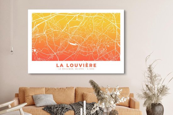 Toile Peinture Plan de Ville - België - La Louvière - 180x120 cm - Décoration murale XXL