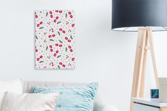 Toile Peinture Cerises - Fruits Rouges - Motifs - 20x30 cm - Décoration murale