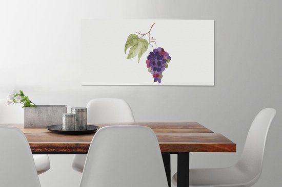 Tableau Peinture Raisins - Feuilles - Branche - 80x40 cm - Décoration murale