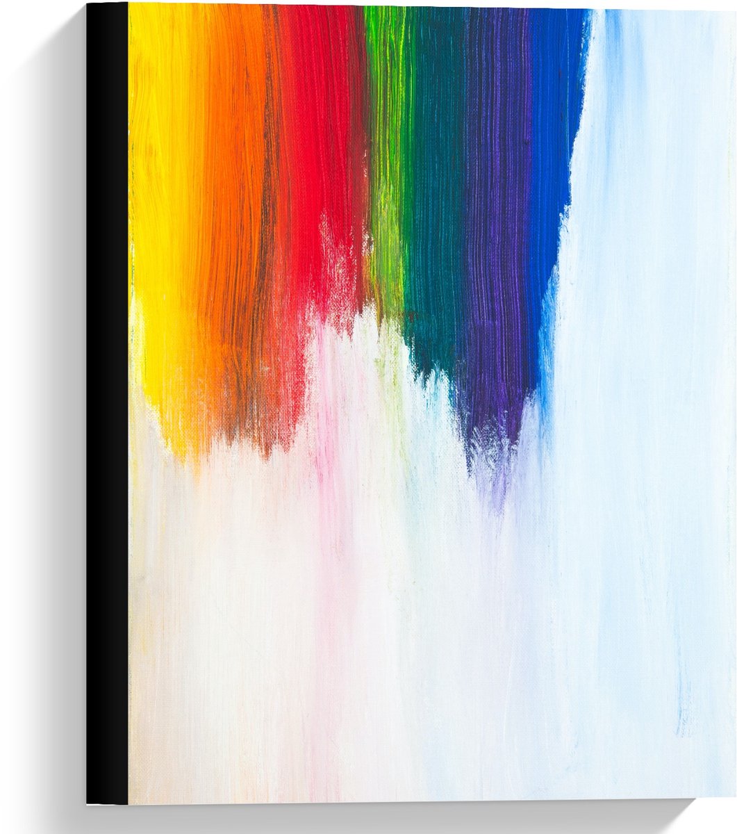 Canvas  - Regenboog Verf op Wit Papier - 30x40cm Foto op Canvas Schilderij (Wanddecoratie op Canvas)