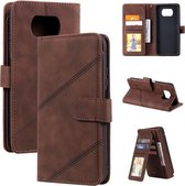 Voor Geschikt voor Xiaomi Poco X3 NFC Skin Feel Business Horizontale Flip PU Lederen Case met Houder & Multi-Card Slots & Portemonnee & Lanyard & Fotolijst (Bruin)