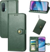 Voor OnePlus Nord CE 5G Effen Kleur Lederen Gesp Telefoon Case met Lanyard & Fotolijst & Kaartsleuf & Portemonnee & Stand Functie (Groen)