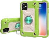 Schokbestendige siliconen + pc-beschermhoes met dubbele ringhouder voor iPhone 11 (guave)