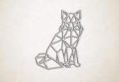 Line Art - Wolf 10 - M - 73x60cm - Wit - geometrische wanddecoratie