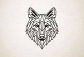 Line Art - Wolf 2 - M - 78x60cm - Zwart - geometrische wanddecoratie