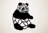 Wanddecoratie - Zittende panda - XS - 30x25cm - Zwart - muurdecoratie - Line Art