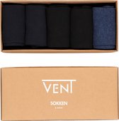 VENT herensokken katoen (5-pack) - zwart - navy en jeansblauw - Maat: 39-42