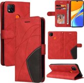 Voor Xiaomi Redmi 9C Dual-color Splicing Horizontale Flip PU Lederen Case met Houder & Kaartsleuven & Portemonnee (Rood)