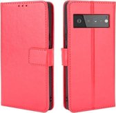 Voor Google Pixel 6 Pro Crazy Horse Textuur Horizontale Flip Leather Case met Houder & Kaartsleuven & Lanyard (Rood)