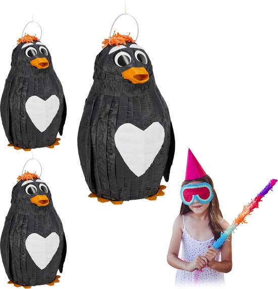 3x pinata pinguin - verjaardag - pinguïn piñata - kinderen - 42 cm - decoratie