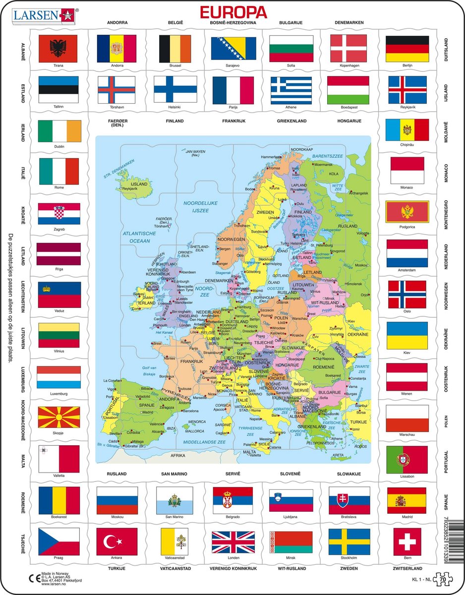 Larsen Legpuzzel Maxi Europa - 70 Stukjes