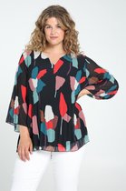 Paprika Dames Plisséblouse met abstracte print - Outdoorblouse - Maat 48