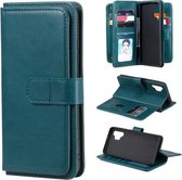 Voor Samsung Galaxy A32 4G Multifunctionele Magnetische Koperen Gesp Horizontale Flip Effen Kleur Lederen Case met 10 Kaartsleuven & Portemonnee & Houder & Fotolijst (Donkergroen)