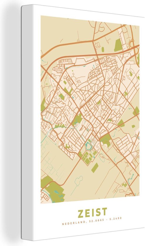 Tableau sur toile Carte - Zeist - Vintage - 90x140 cm - Décoration murale