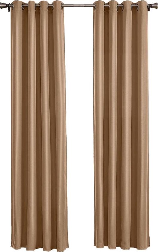 Larson - Luxe effen blackout gordijn - met ringen - 1.5m x 2.5m - Donker taupe