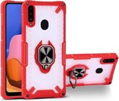 Matte TPU + PC magnetische schokbestendige hoes met ringhouder voor Samsung Galaxy A20s (rood)