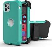 Robot schokbestendig siliconen + pc-beschermhoes met clip aan de achterkant voor iPhone 11 (groen + lichtgroen)