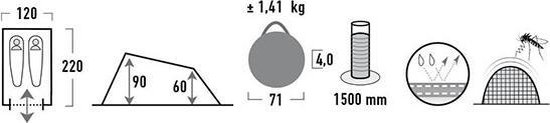 High Peak Campo Pop Up tent - 2 persoons - groene tent - 1,5 kg