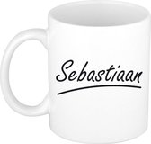 Sebastiaan naam cadeau mok / beker met sierlijke letters - Cadeau collega/ vaderdag/ verjaardag of persoonlijke voornaam mok werknemers