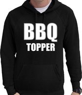 BBQ topper barbecue hoodie zwart - cadeau sweater met capuchon voor heren - verjaardag / vaderdag kado L