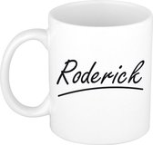 Roderick naam cadeau mok / beker met sierlijke letters - Cadeau collega/ vaderdag/ verjaardag of persoonlijke voornaam mok werknemers