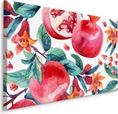 Schilderij - granaatappels in waterverf, print op canvas, premium print