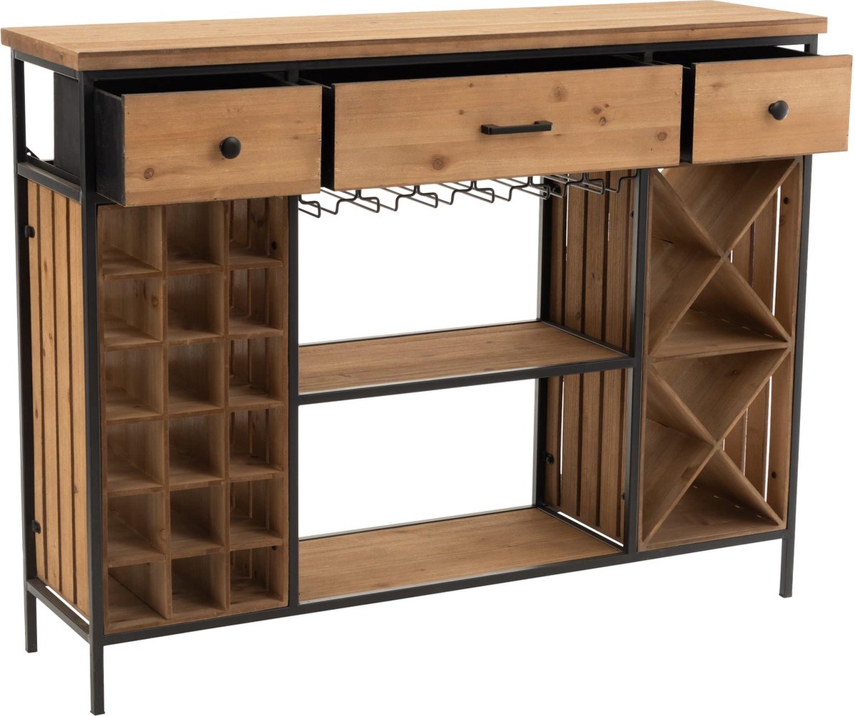 Meuble bar fait main MOSCOU 130 cm Bois de Sesham finition pierre