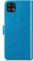 iMoshion Klavertje Bloemen Booktype Samsung Galaxy A22 (5G) hoesje - Turquoise