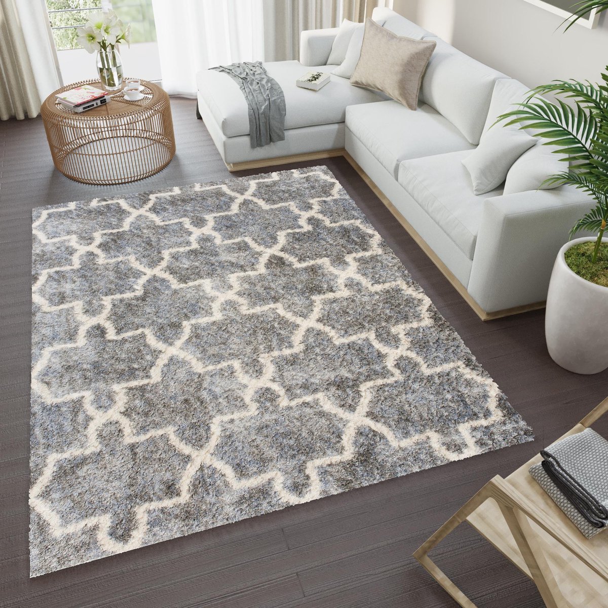 Tapiso Versay Vloerkleed Shaggy Hoogpolig Woonkamer Tapijt Donkergrijs1