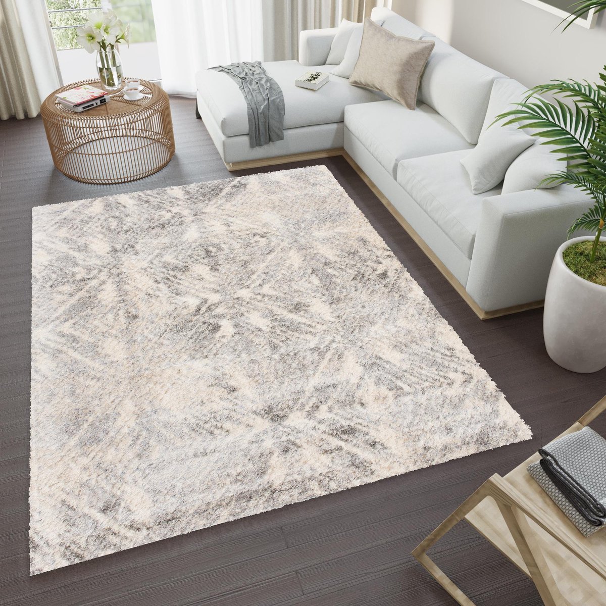 Tapiso Versay Vloerkleed Hoogpolig Woonkamer Fluffy Tapijten Maat- 140x200