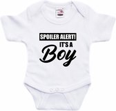 Spoiler alert boy gender reveal cadeau tekst baby rompertje wit jongens - Kraamcadeau - Babykleding 92 (18-24 maanden)