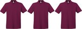 3-Pack maat M bordeaux rode polo shirt premium van katoen voor heren - Polo t-shirts voor heren