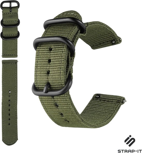 Bracelet montre Strap-it® Nylon 20 mm - Universel - Vert | bol.com