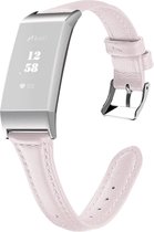 By Qubix - Fitbit Charge 3 & 4 Slim Fit Leather bandje - Lichtroze - Fitbit charge bandjes