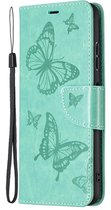 Bloemen Book Case - Samsung Galaxy A22 5G Hoesje - Cyan