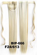 Wrap Around paardenstaart, ponytail hairextensions wavy blond - F24/613