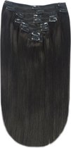 Remy Human Hair extensions Double Weft straight 18 - zwart 1B#