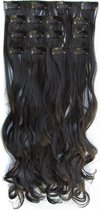 Clip in hair extensions 7 set wavy zwart - 1B#