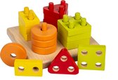 Cubika houten vormen sorteerset vier kleuren - vierkant