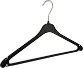 De Kledinghanger Gigant - 10 x Blouse / shirthanger kunststof zwart met rokinkepingen en anti-slip broeklat, 43 cm
