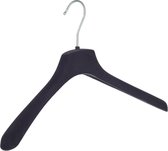 De Kledinghanger Gigant - 40 x Mantel / kostuumhanger kunststof velours zwart met schouderverbreding, 40 cm