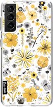 Casetastic Samsung Galaxy S21 Plus 4G/5G Hoesje - Softcover Hoesje met Design - Flowers Yellow Print