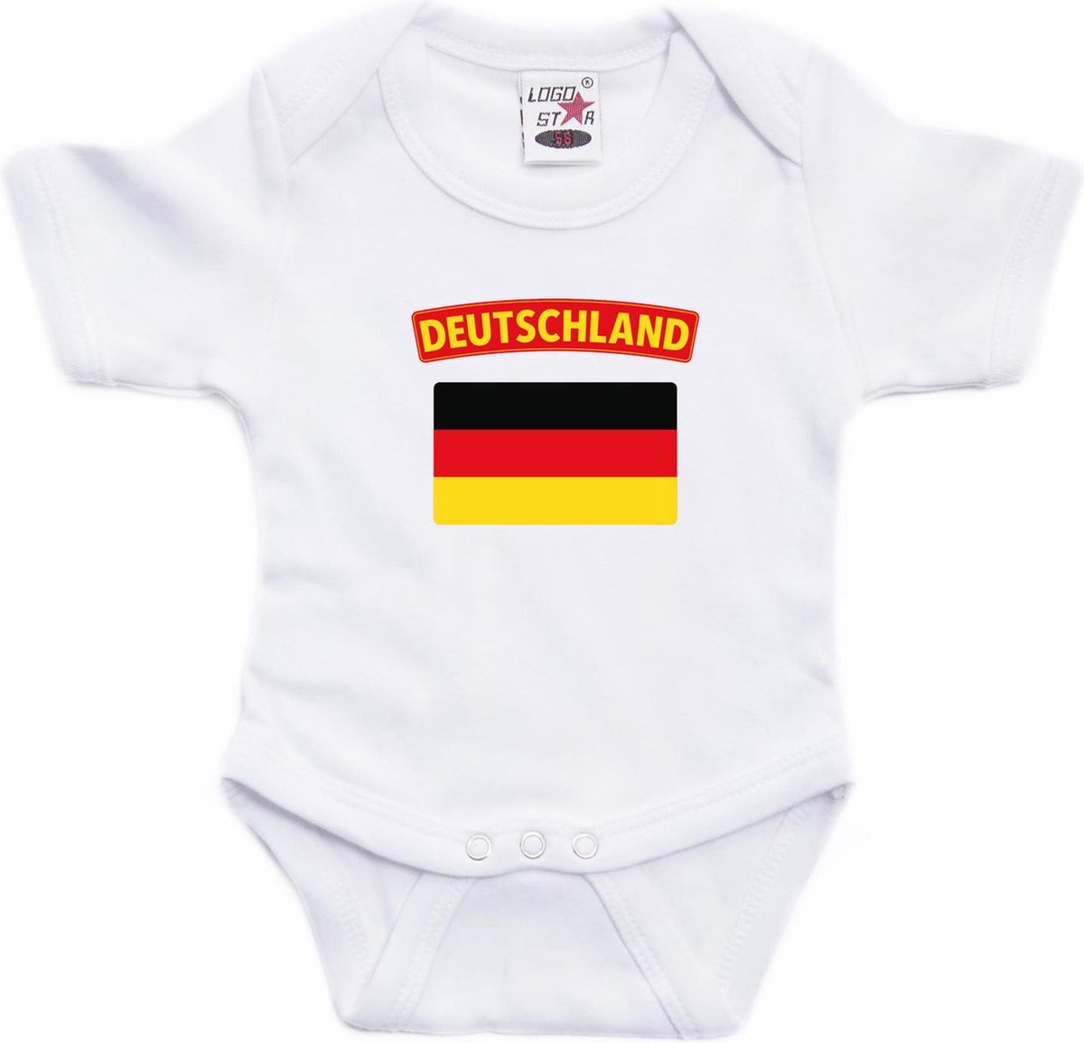Deutschland baby rompertje met vlag wit jongens en meisjes - Kraamcadeau - Babykleding - Duitsland landen romper 56